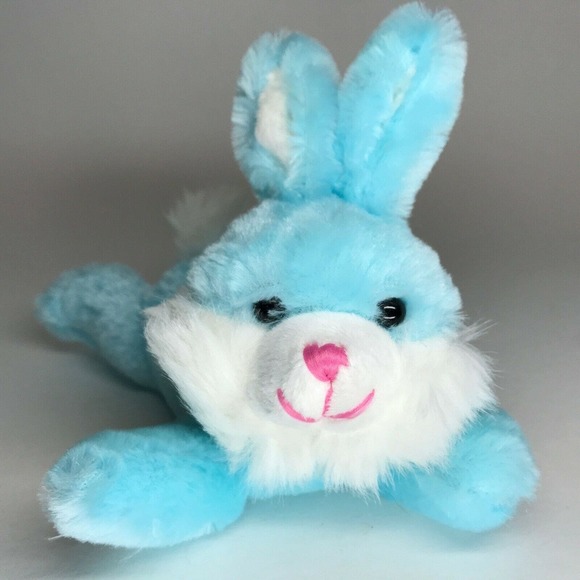 DanDee 8" Blue Easter Bunny Plush Rabbit, Jumping Sound, Pink Nose, Easter Gift - Picture 1 of 7